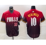 Men's Philadelphia Phillies #10 JT Realmuto Red 2024 City Player Number Cool Base Jerseys