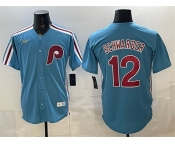 Men's Philadelphia Phillies #12 Kyle Schwarber Blue Cool Base Stitched Jersey