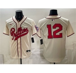 Men's Philadelphia Phillies #12 Kyle Schwarber Cream 2026 Field of Dreams Stadium Stitched Baseball Jersey