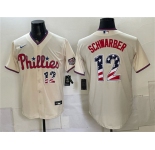 Men's Philadelphia Phillies #12 Kyle Schwarber Cream USA 250 Fourth of July Home Stitched Baseball Jersey
