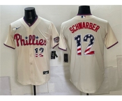 Men's Philadelphia Phillies #12 Kyle Schwarber Cream USA 250 Fourth of July Home Stitched Baseball Jersey