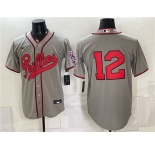 Men's Philadelphia Phillies #12 Kyle Schwarber Gray 2026 Field of Dreams Stadium Stitched Baseball Jersey