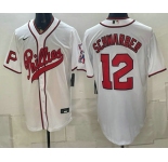 Men's Philadelphia Phillies #12 Kyle Schwarber Name White 2026 Field of Dreams Stadium Stitched Jersey