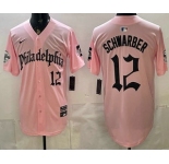 Men's Philadelphia Phillies #12 Kyle Schwarber Pink Gothic Vapor Limited Stitched Jersey