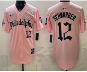 Men's Philadelphia Phillies #12 Kyle Schwarber Pink Gothic Vapor Limited Stitched Jersey
