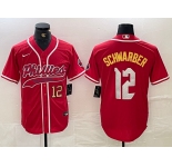 Men's Philadelphia Phillies #12 Kyle Schwarber Red 2024 City Connect Limited Stitched Jersey