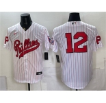 Men's Philadelphia Phillies #12 Kyle Schwarber White 2026 Field of Dreams Stadium Stitched Baseball Jersey