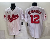 Men's Philadelphia Phillies #12 Kyle Schwarber White 2026 Field of Dreams Stadium Stitched Baseball Jersey