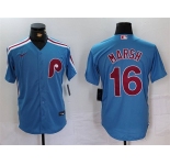 Men's Philadelphia Phillies #16 Brandon Marsh Blue Cool Base Stitched Jersey
