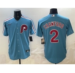 Men's Philadelphia Phillies #2 Justin Crawford Blue Cool Base Stitched Jersey