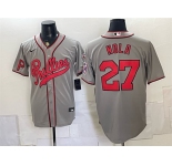 Men's Philadelphia Phillies #27 Aaron Nola Gray 2026 Field of Dreams Stadium Stitched Baseball Jersey