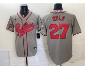 Men's Philadelphia Phillies #27 Aaron Nola Gray 2026 Field of Dreams Stadium Stitched Baseball Jersey
