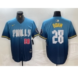 Men's Philadelphia Phillies #28 Alec Bohm Blue 2024 City Player Number Cool Base Stitched Jerseys