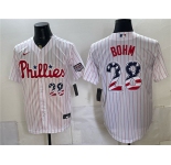 Men's Philadelphia Phillies #28 Alec Bohm White USA 250 Fourth of July Home Stitched Baseball Jersey