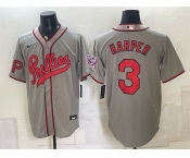 Men's Philadelphia Phillies #3 Bryce Harper Gray 2026 Field of Dreams Stadium Stitched Baseball Jersey