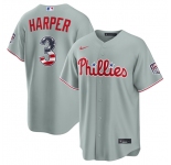 Men's Philadelphia Phillies #3 Bryce Harper Gray USA 250 Fourth of July Home Stitched Baseball Jersey