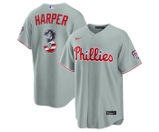 Men's Philadelphia Phillies #3 Bryce Harper Gray USA 250 Fourth of July Home Stitched Baseball Jersey