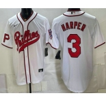 Men's Philadelphia Phillies #3 Bryce Harper White 2026 Field of Dreams Stadium Stitched Jersey