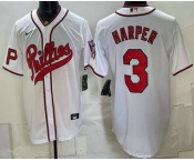 Men's Philadelphia Phillies #3 Bryce Harper White 2026 Field of Dreams Stadium Stitched Jersey