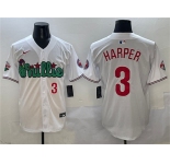 Men's Philadelphia Phillies #3 Bryce Harper White Phanatic Limited Stitched Jersey