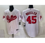 Men's Philadelphia Phillies #45 Zack Wheeler White 2026 Field of Dreams Stadium Stitched Baseball Jersey