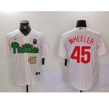 Men's Philadelphia Phillies #45 Zack Wheeler White Green Cool Base Stitched Jerseys