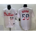 Men's Philadelphia Phillies #59 Jhoan Durán White USA 250 Fourth of July Home Stitched Baseball Jersey