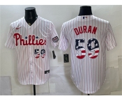 Men's Philadelphia Phillies #59 Jhoan Durán White USA 250 Fourth of July Home Stitched Baseball Jersey