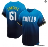 Mens Philadelphia Phillies #61 Cristopher Sanchez Nike Blue City Connect Limited Jersey
