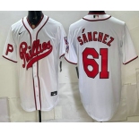 Men's Philadelphia Phillies #61 Cristopher Sanchez White 2026 Field of Dreams Stadium Stitched Jersey