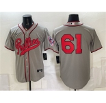 Men's Philadelphia Phillies #61 Cristopher Sánchez Gray 2026 Field of Dreams Stadium Stitched Baseball Jersey