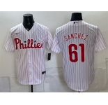 Men's Philadelphia Phillies #61 Cristopher Sánchez White Cool Base Stitched Jersey
