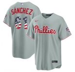 Men's Philadelphia Phillies #61 Jhoan Durán Gray USA 250 Fourth of July Home Stitched Baseball Jersey