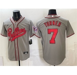 Men's Philadelphia Phillies #7 Trea Turner Gray 2026 Field of Dreams Stadium Stitched Baseball Jersey