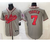Men's Philadelphia Phillies #7 Trea Turner Gray 2026 Field of Dreams Stadium Stitched Baseball Jersey