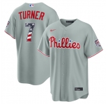 Men's Philadelphia Phillies #7 Trea Turner Gray USA 250 Fourth of July Home Stitched Baseball Jersey