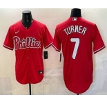 Men's Philadelphia Phillies #7 Trea Turner Red Cool Base Stitched Jersey