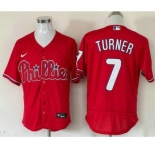 Men's Philadelphia Phillies #7 Trea Turner Red Stitched MLB Flex Base Nike Jersey