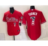 Men's Philadelphia Phillies #7 Trea Turner Red USA 250 Fourth of July Home Stitched Baseball Jersey