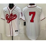 Men's Philadelphia Phillies #7 Trea Turner White 2026 Field of Dreams Stadium Stitched Jersey