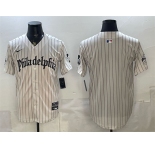 Men's Philadelphia Phillies Blank Cream Pinstripe Gothic Vapor Limited Stitched Jersey