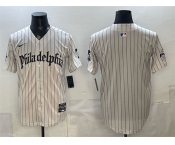 Men's Philadelphia Phillies Blank Cream Pinstripe Gothic Vapor Limited Stitched Jersey