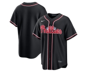 Men's Philadelphia Phillies Blank Fashion Black Out Stitched Baseball Jersey
