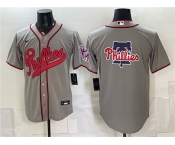 Men's Philadelphia Phillies Team Big Logo Gray 2026 Field of Dreams Stadium Stitched Baseball Jersey