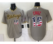 Men's Pittsburgh Pirates #15 Oneil Cruz Grey USA 250 Fourth of July Stitched Baseball Jersey