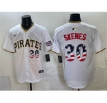 Men's Pittsburgh Pirates #30 Paul Skenes White USA 250 Fourth of July Stitched Baseball Jersey