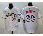 Men's Pittsburgh Pirates #30 Paul Skenes White USA 250 Fourth of July Stitched Baseball Jersey