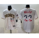 Men's San Diego Padres #22 Mason Miller White USA 250 Fourth of July Home Stitched Baseball Jersey