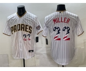 Men's San Diego Padres #22 Mason Miller White USA 250 Fourth of July Home Stitched Baseball Jersey