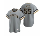 Men's Nike Pittsburgh Pirates #55 Josh Bell Gray Cooperstown Collection Road Stitched Baseball Jersey